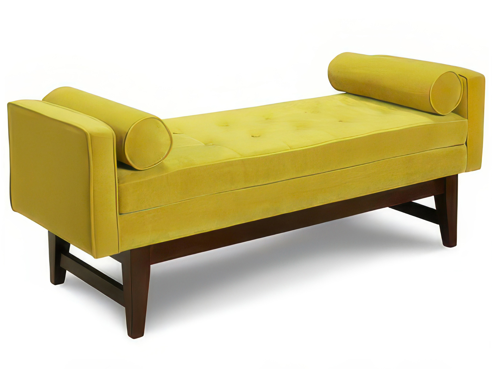 Tufted Bench with Bolster Pillows