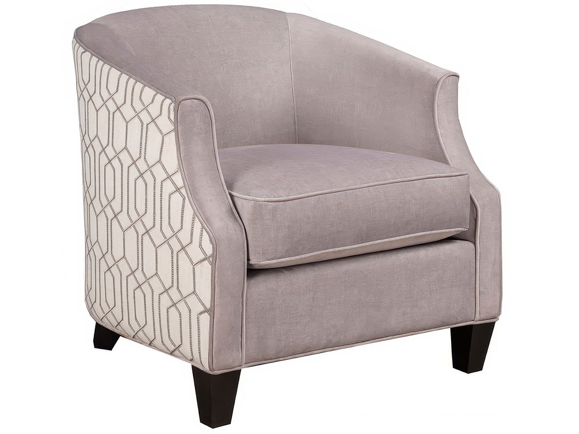 Barrel Lounge Chair with Geometric Accent Panels