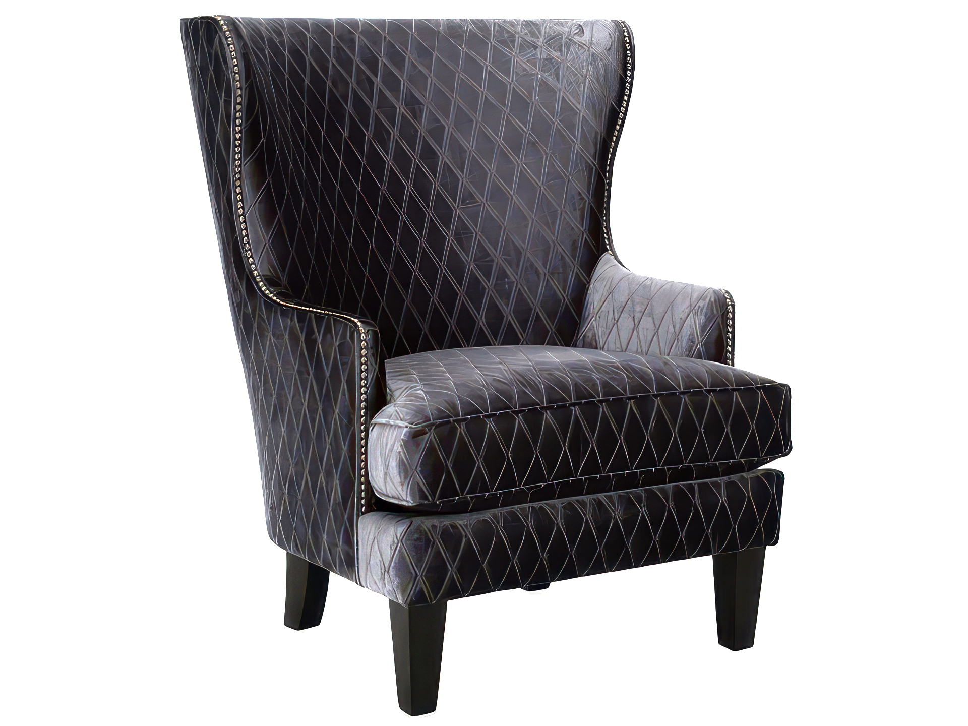 High-Back Wingback Lounge Chair with Nailhead Trim