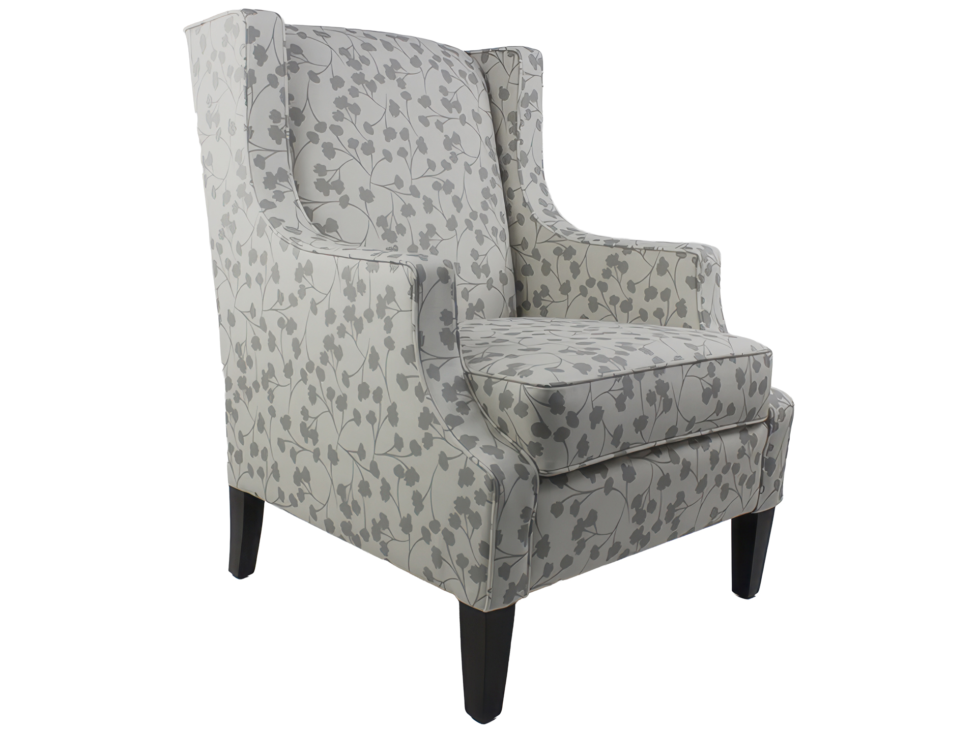 High-Back Wingback Accent Chair – Floral Pattern
